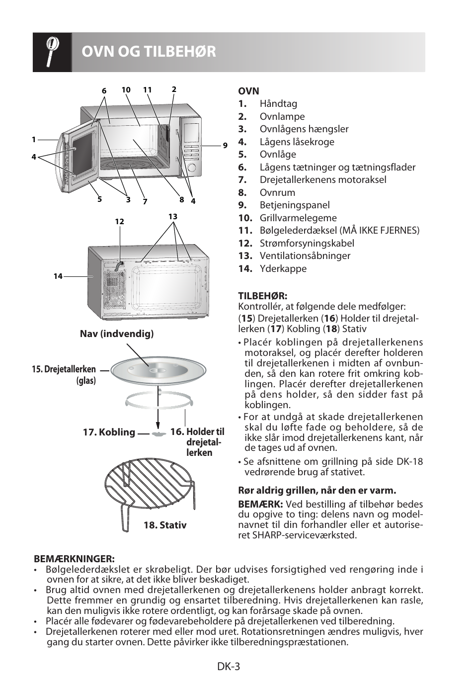 Ovn og tilbehør, Dk-3 | Sharp R-722STWE User Manual | Page 150 / 246