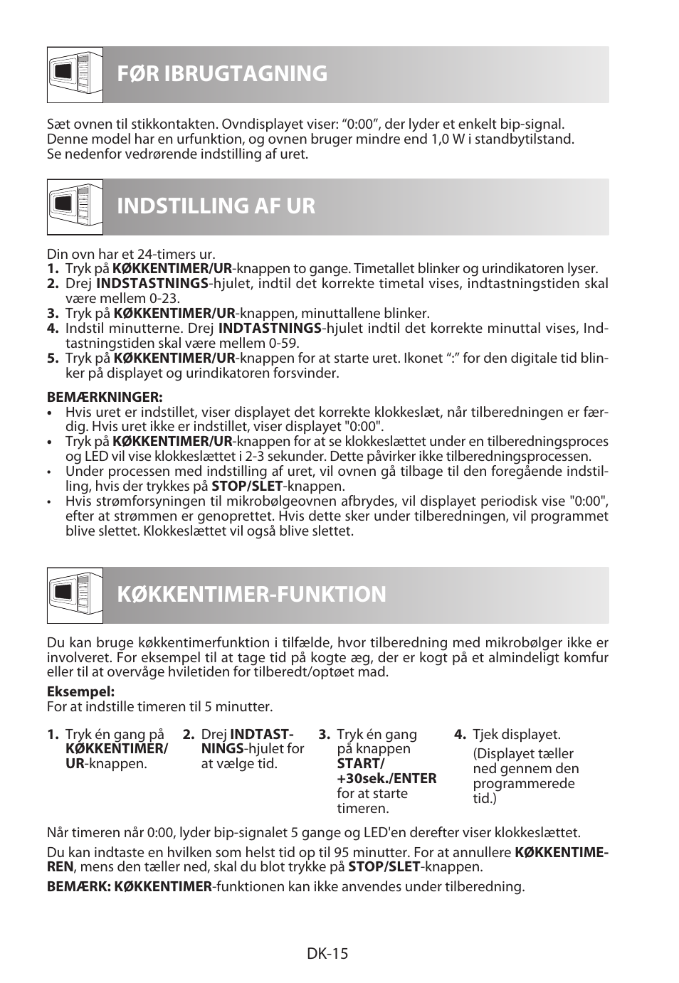 Før ibrugtagning indstilling af ur, Køkkentimer-funktion | Sharp R-722STWE User Manual | Page 162 / 246