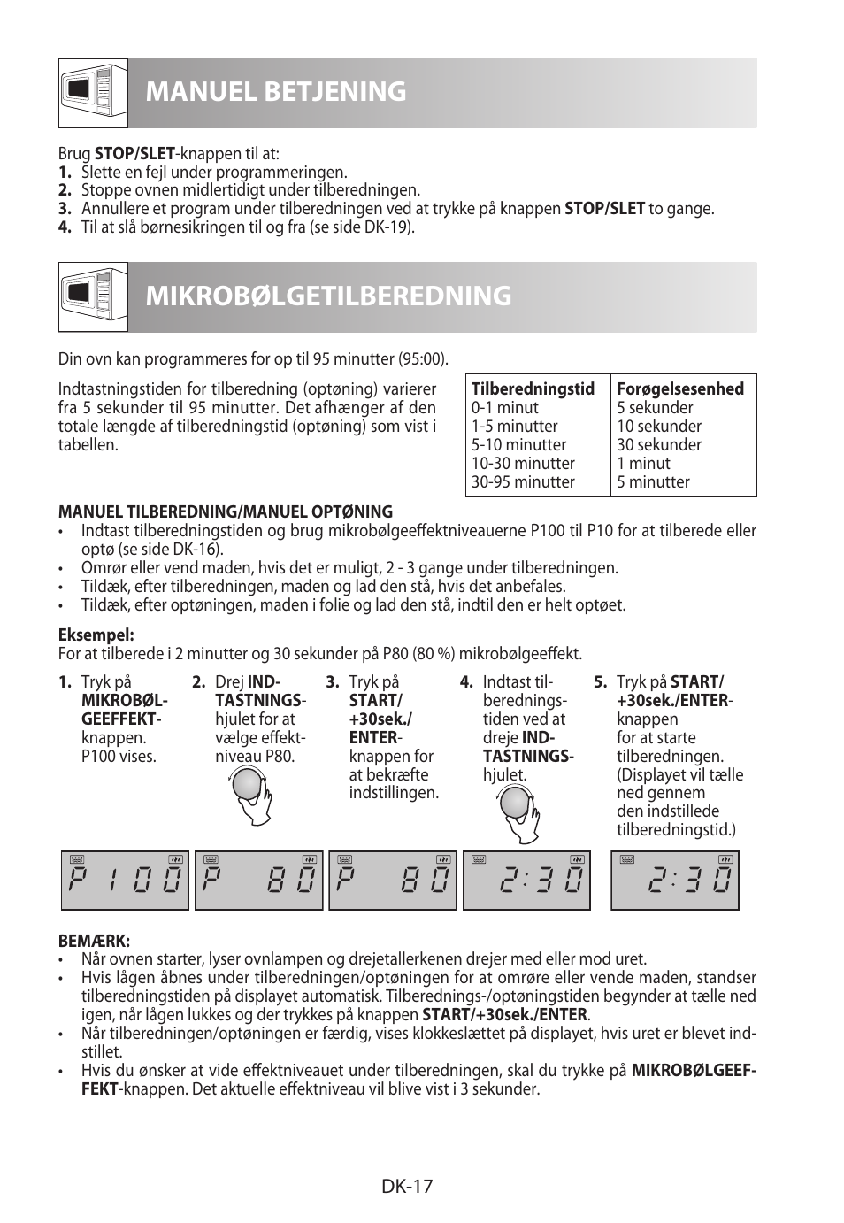 Manuel betjening, Mikrobølgetilberedning | Sharp R-722STWE User Manual | Page 164 / 246