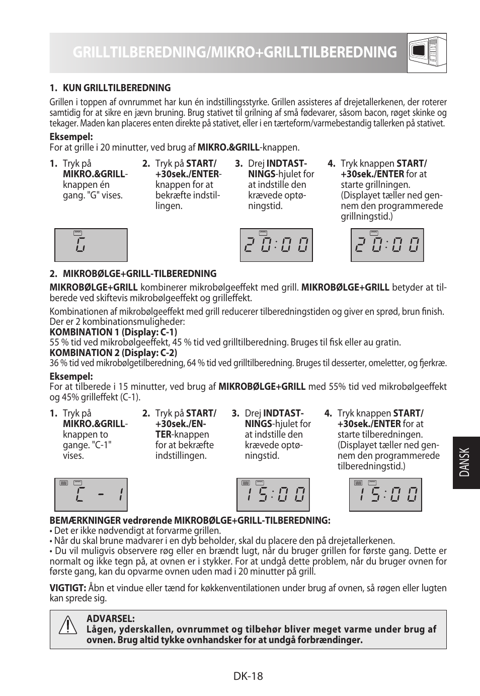 Grilltilberedning/mikro+grilltilberedning, Da ns k | Sharp R-722STWE User Manual | Page 165 / 246