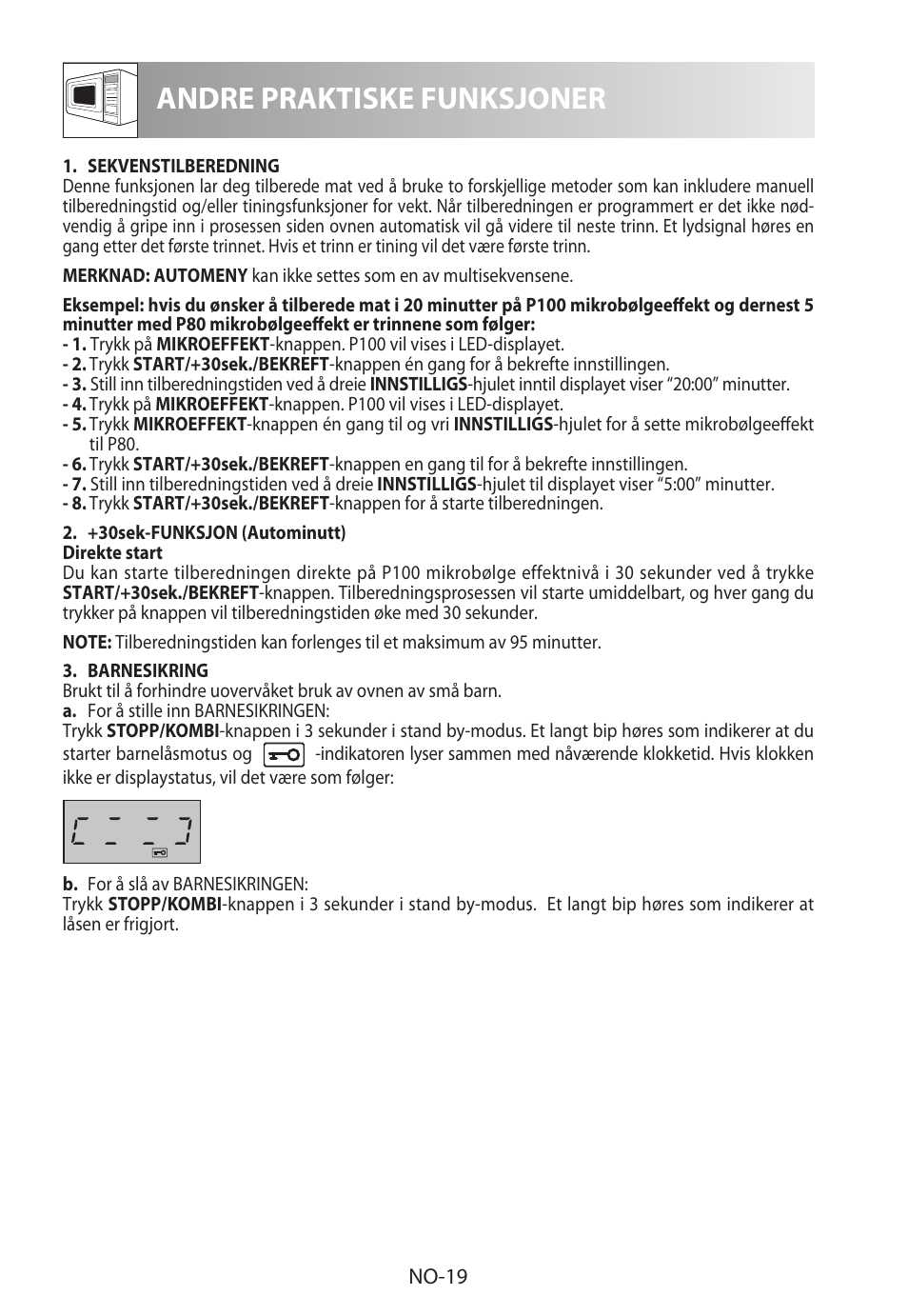 Andre praktiske funksjoner | Sharp R-722STWE User Manual | Page 190 / 246