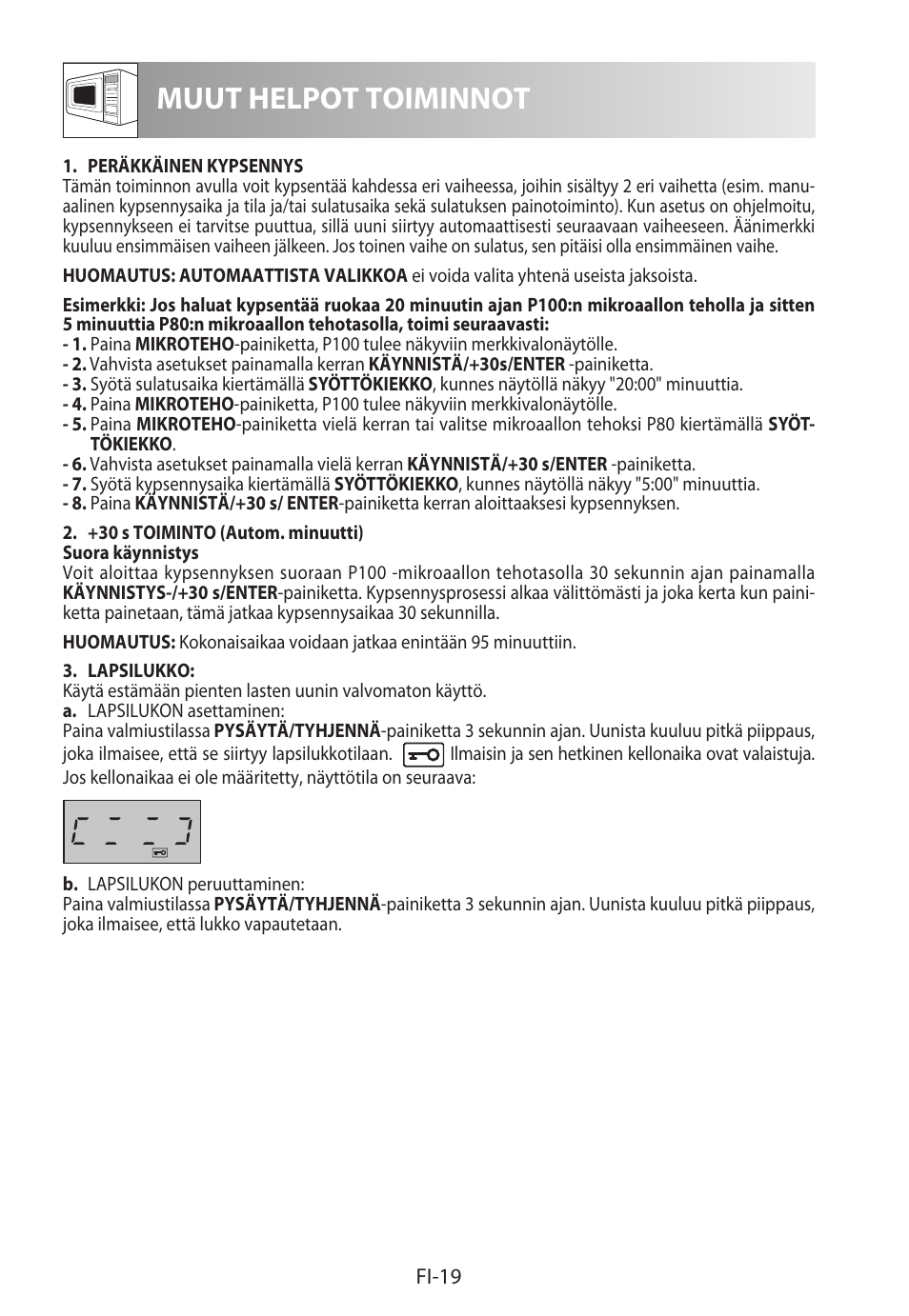 Muut helpot toiminnot | Sharp R-722STWE User Manual | Page 214 / 246
