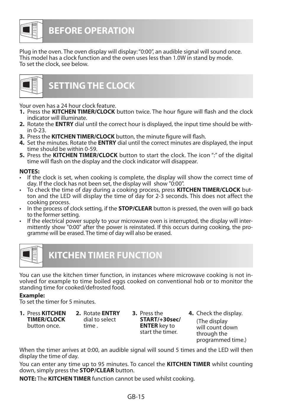Before operation setting the clock, Kitchen timer function | Sharp R-722STWE User Manual | Page 234 / 246