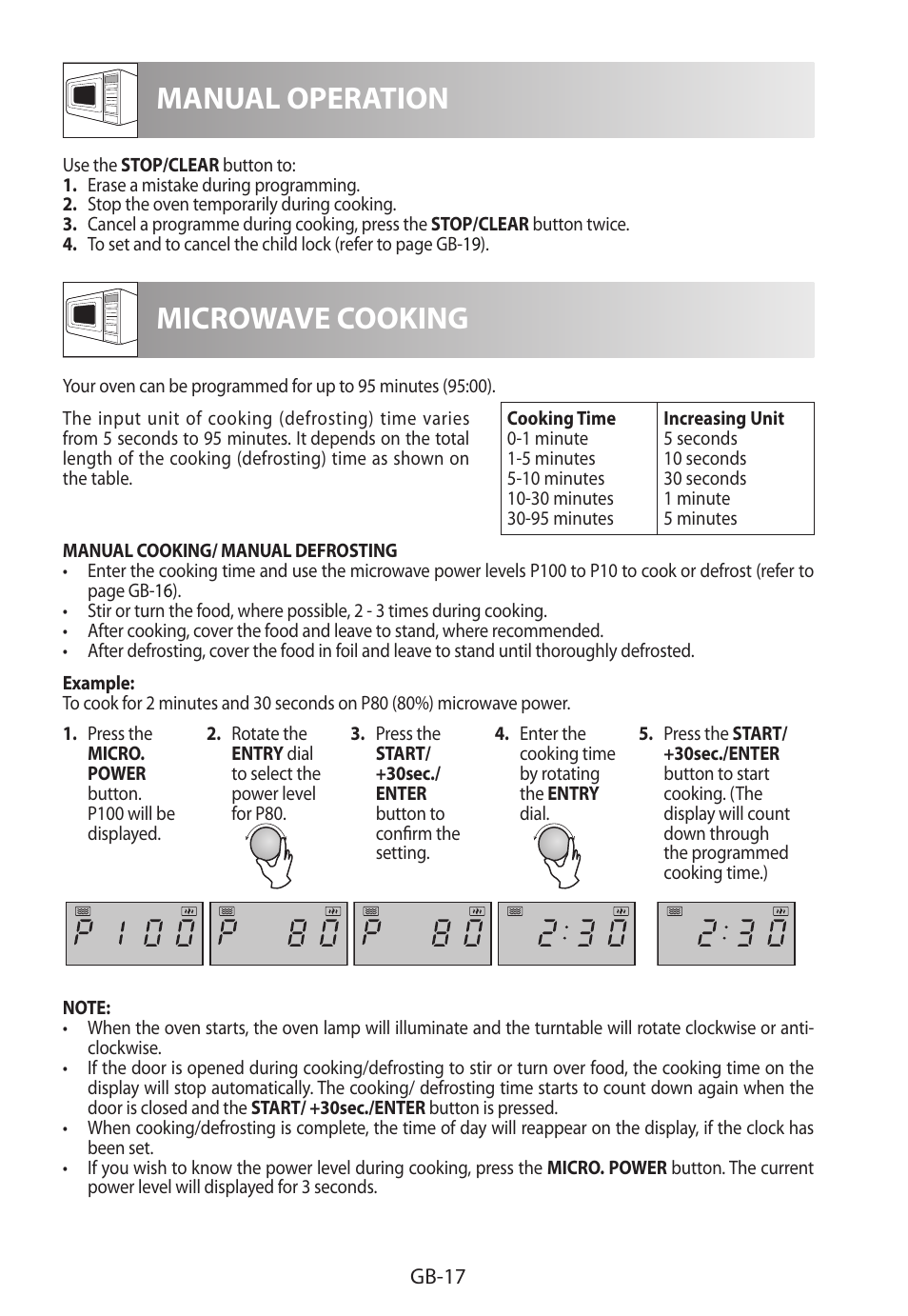 Manual operation, Microwave cooking | Sharp R-722STWE User Manual | Page 236 / 246