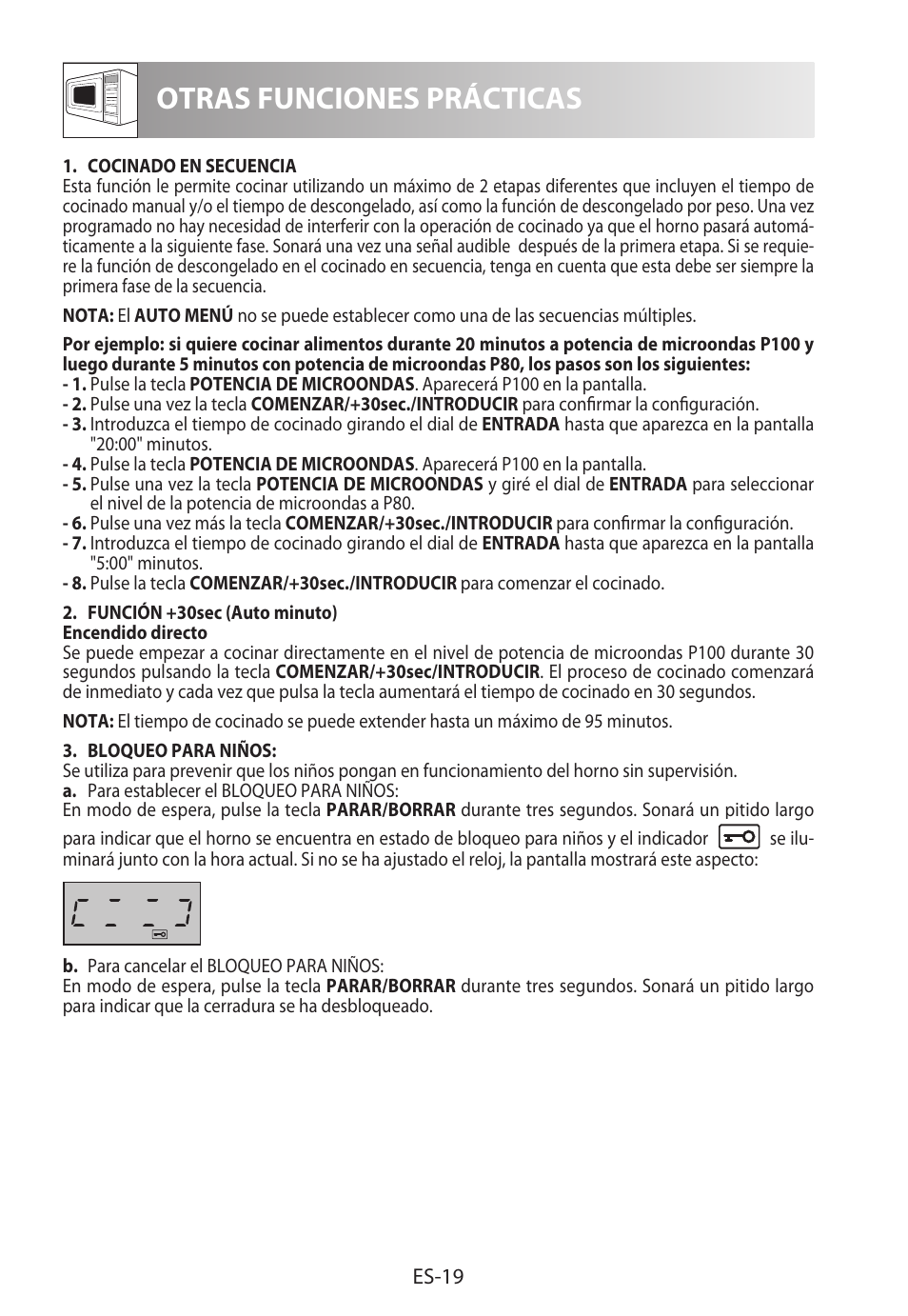 Otras funciones prácticas | Sharp R-722STWE User Manual | Page 46 / 246
