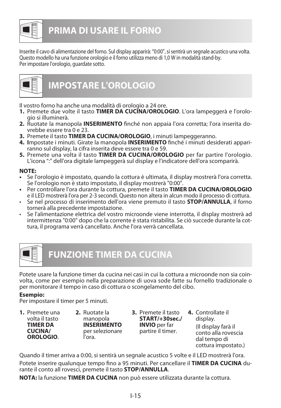Prima di usare il forno impostare l'orologio, Funzione timer da cucina | Sharp R-722STWE User Manual | Page 90 / 246