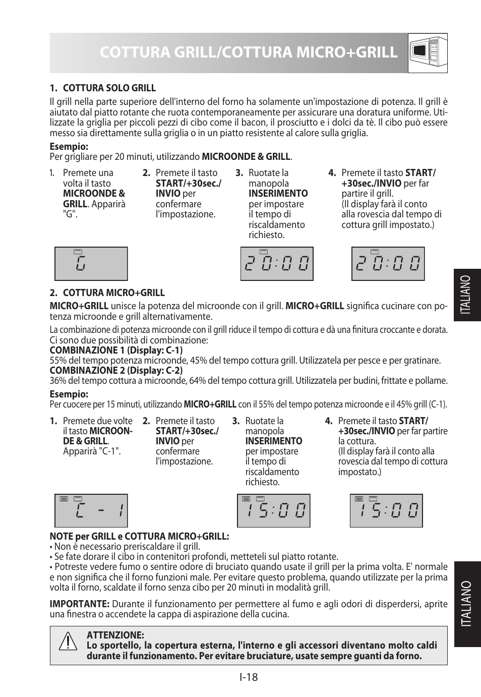 Cottura grill/cottura micro+grill, Italiano it aliano | Sharp R-722STWE User Manual | Page 93 / 246