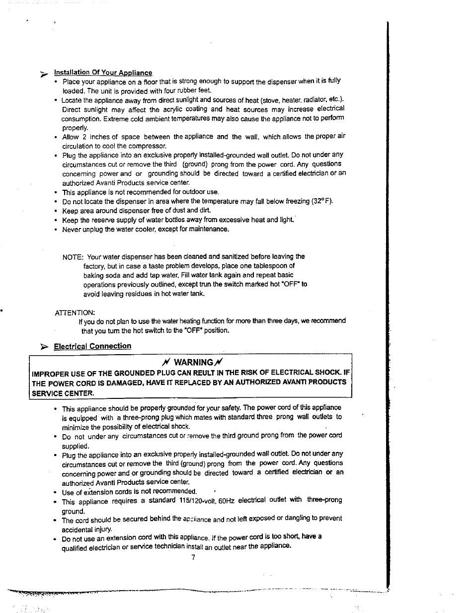 Electrical connection | Avanti WDR-52 User Manual | Page 7 / 17