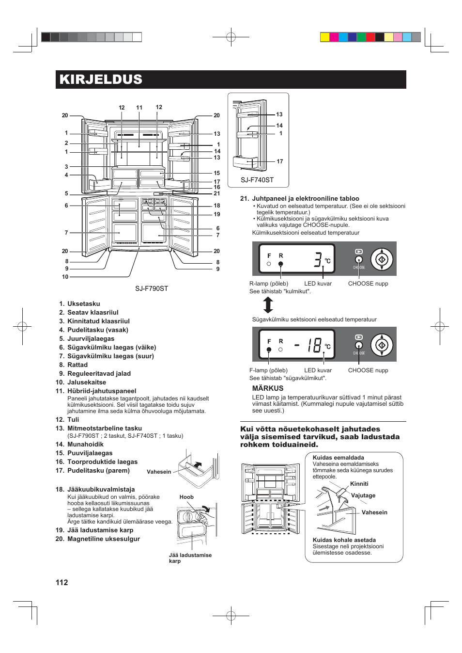 Kirjeldus | Sharp SJ-F790STSL User Manual | Page 112 / 140