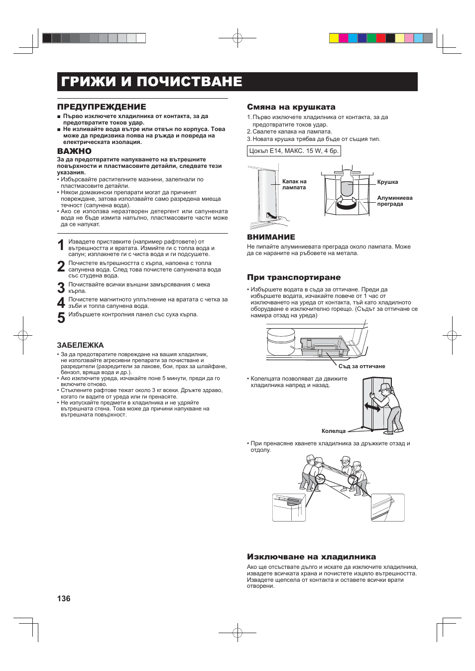 Грижи и почистване | Sharp SJ-F790STSL User Manual | Page 136 / 140