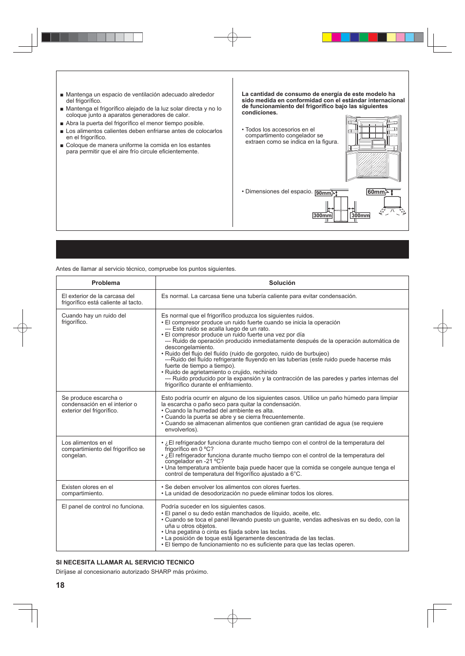 Antes de llamar al servicio tecnico, Sugerencias para ahorrar energía | Sharp SJ-F790STSL User Manual | Page 18 / 140