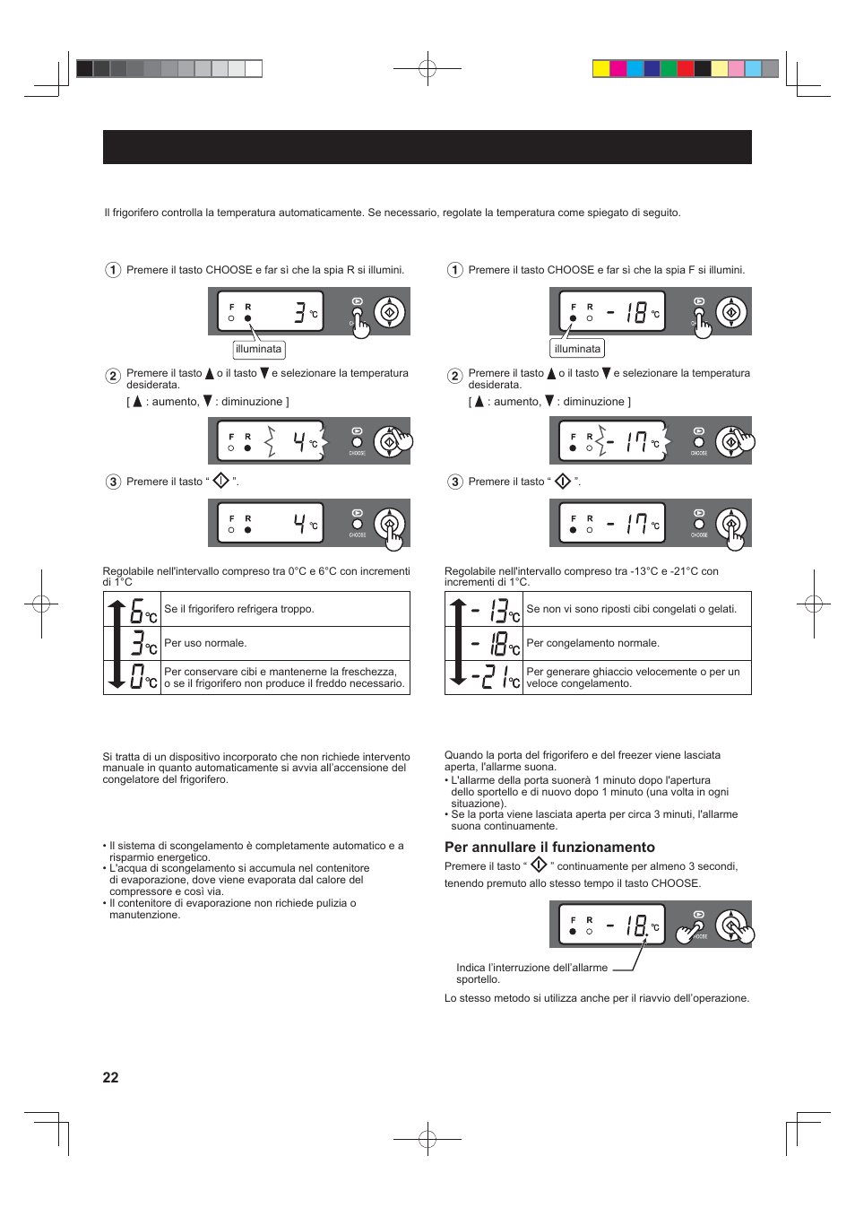 Comandi, Controllo temperatura | Sharp SJ-F790STSL User Manual | Page 22 / 140