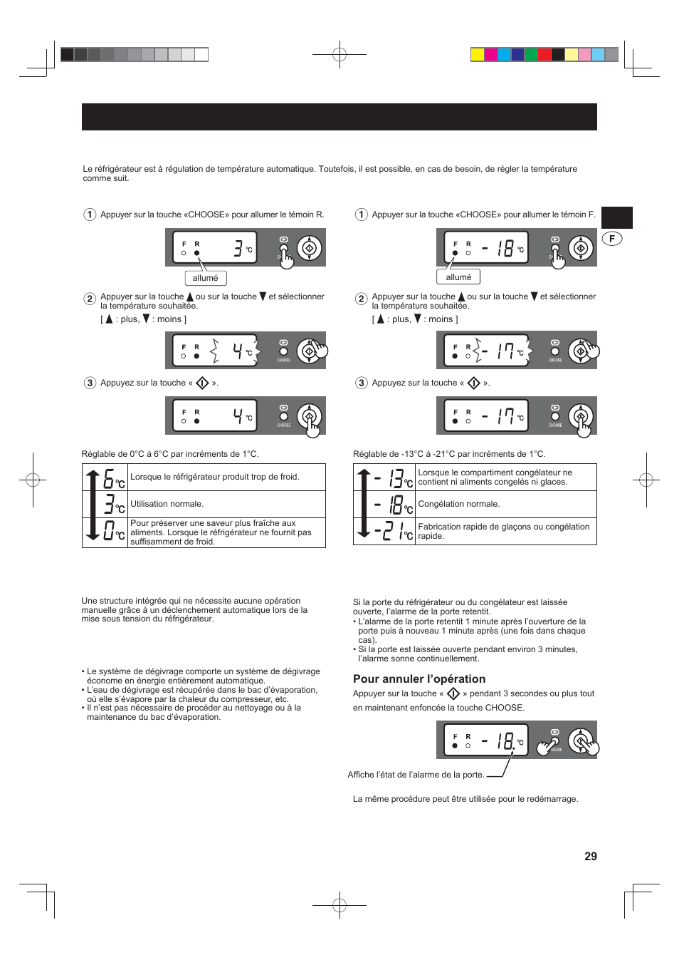 Utilisation, Régulation de la température | Sharp SJ-F790STSL User Manual | Page 29 / 140