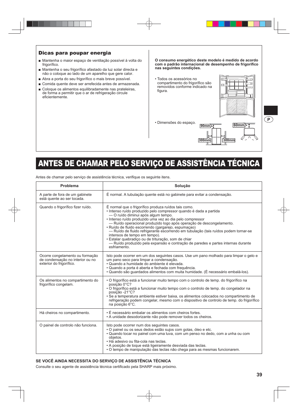 Dicas para poupar energia | Sharp SJ-F790STSL User Manual | Page 39 / 140