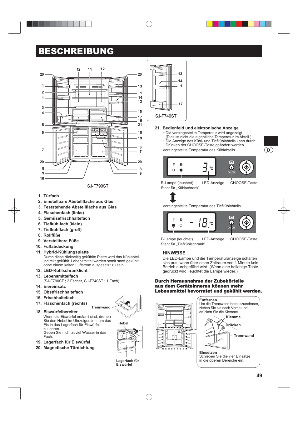 Beschreibung | Sharp SJ-F790STSL User Manual | Page 49 / 140