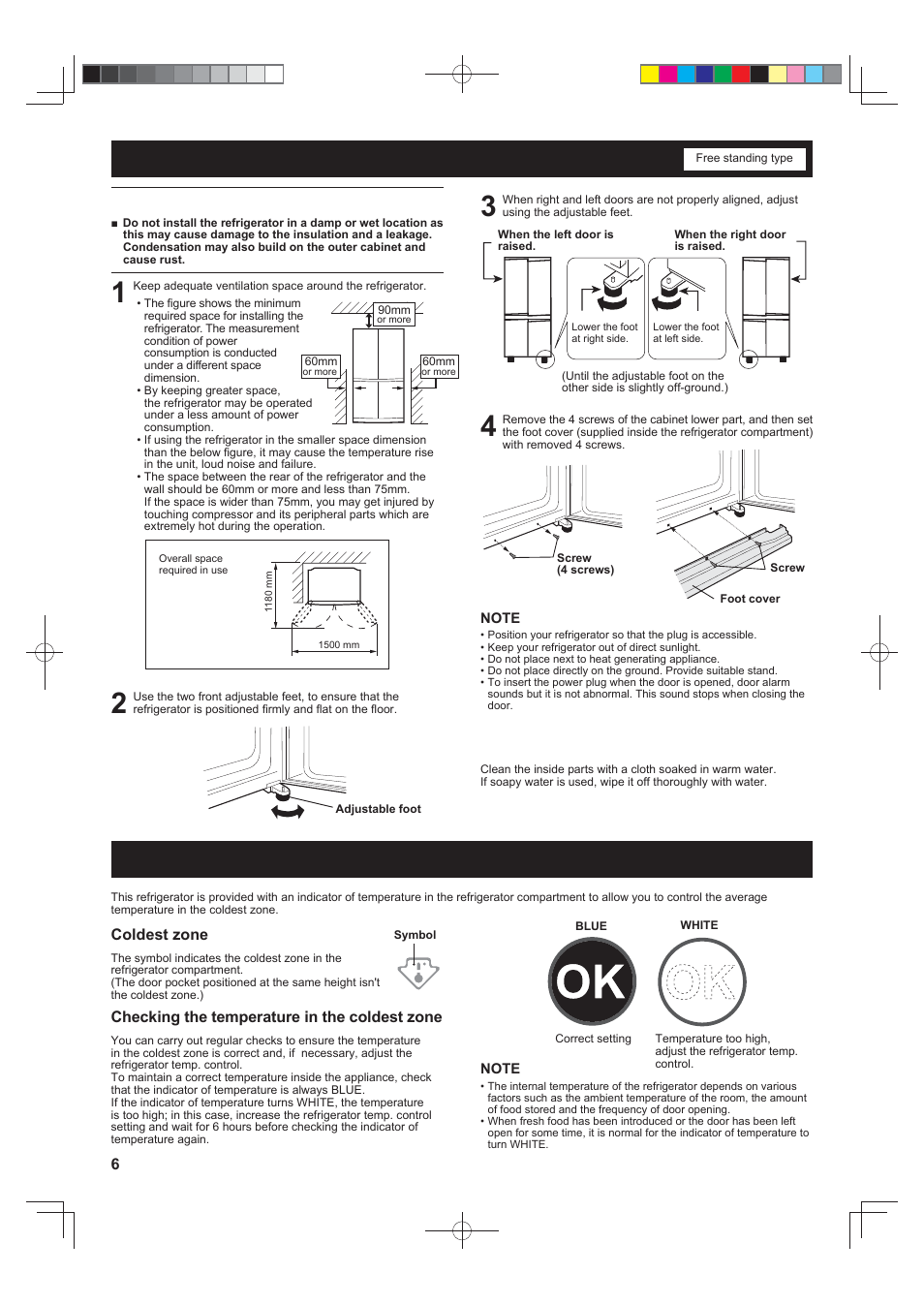 Installation, Indicator of temperature | Sharp SJ-F790STSL User Manual | Page 6 / 140