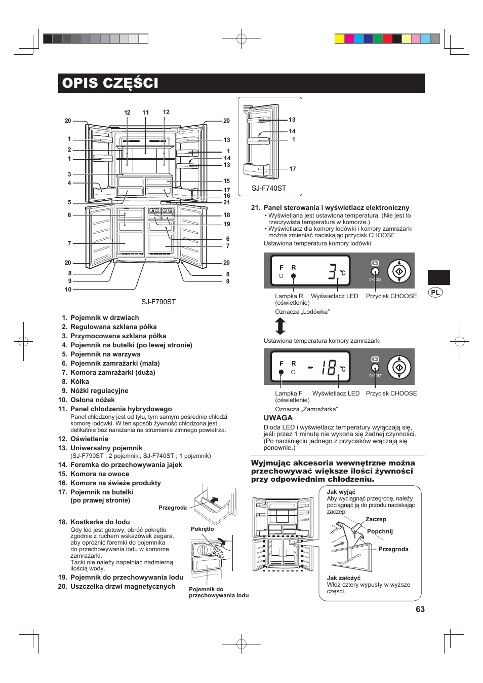 Opis części | Sharp SJ-F790STSL User Manual | Page 63 / 140