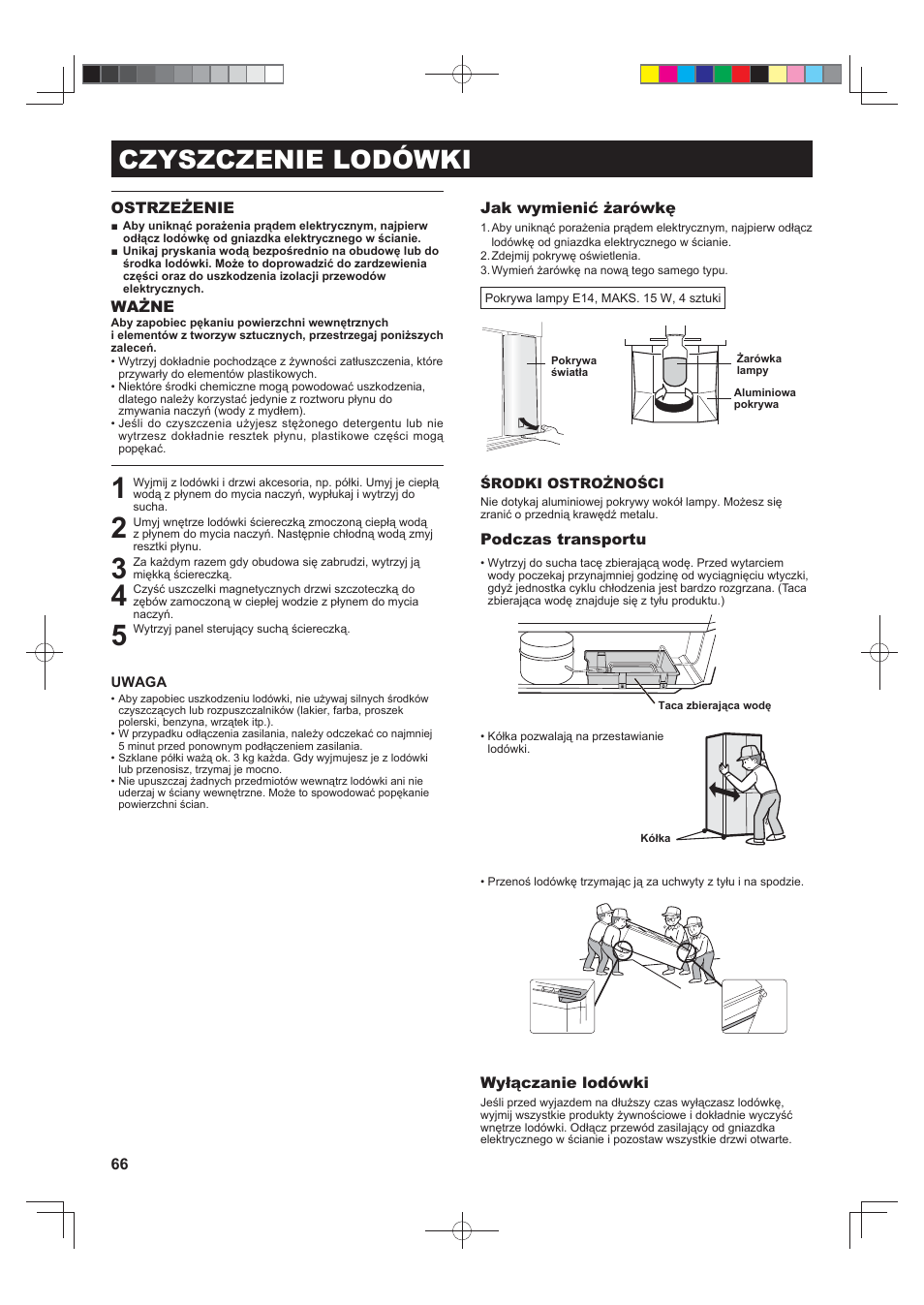 Czyszczenie lodówki | Sharp SJ-F790STSL User Manual | Page 66 / 140
