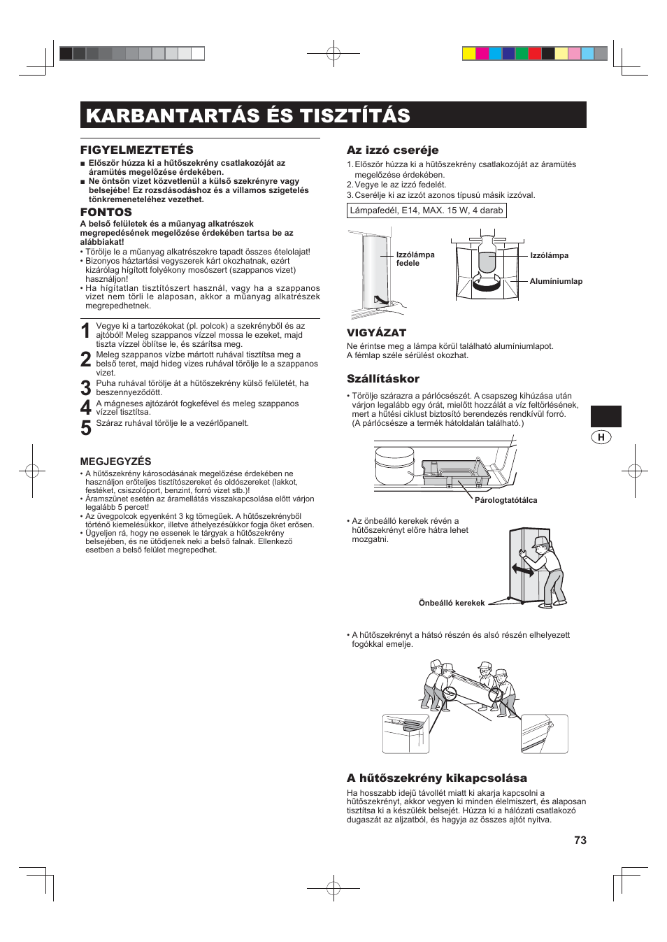 Karbantartás és tisztítás | Sharp SJ-F790STSL User Manual | Page 73 / 140