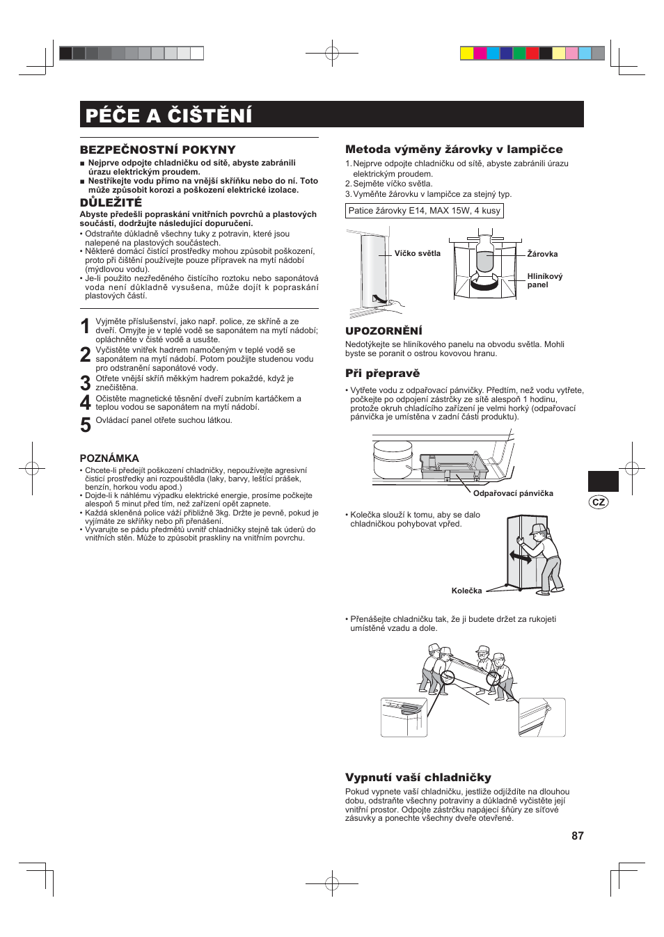 Péče a čištění | Sharp SJ-F790STSL User Manual | Page 87 / 140