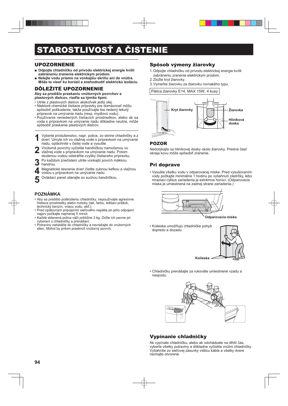 Starostlivosť a čistenie | Sharp SJ-F790STSL User Manual | Page 94 / 140