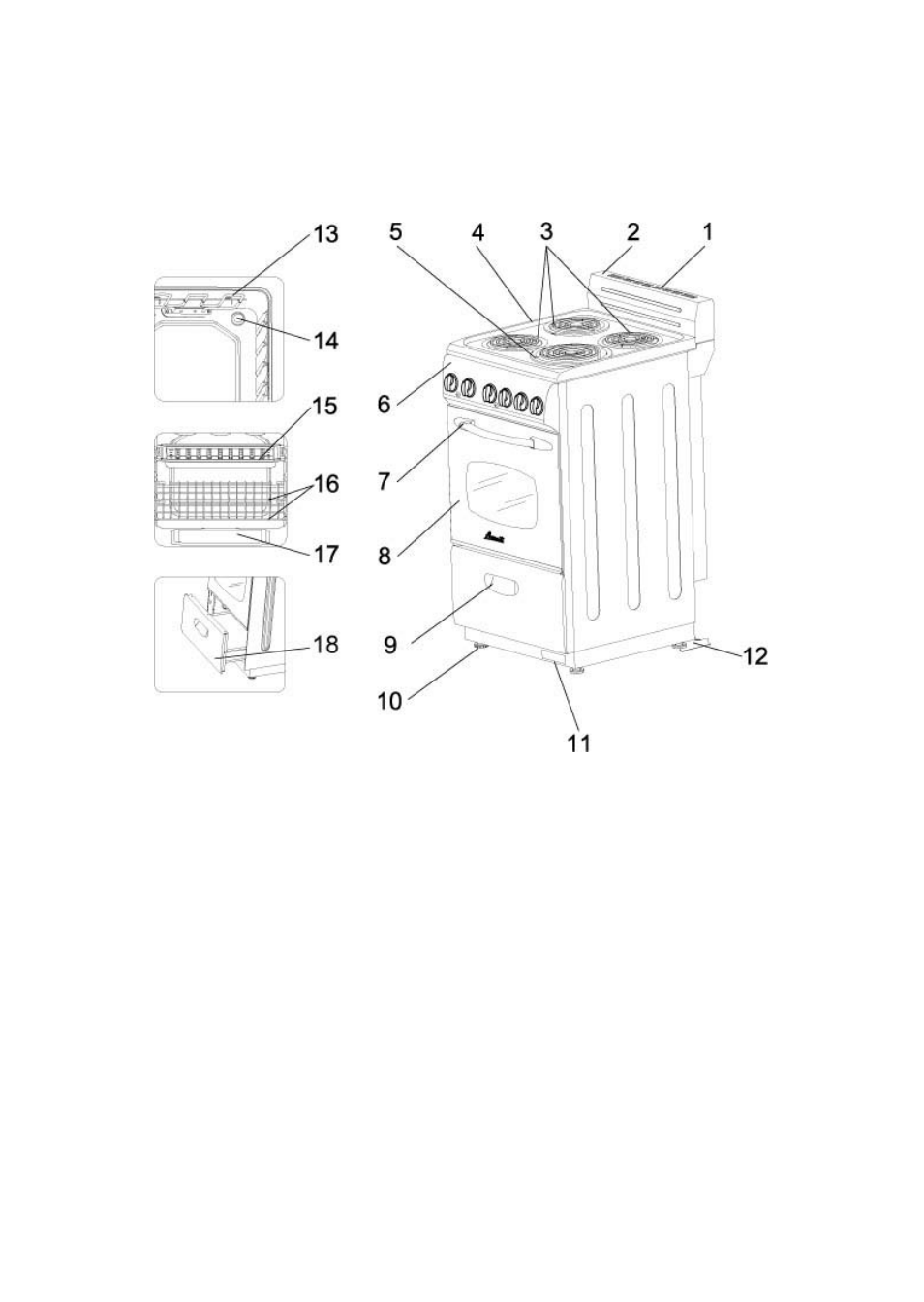 Parts & features | Avanti ELECRIC RANGE ER2001G User Manual | Page 7 / 36