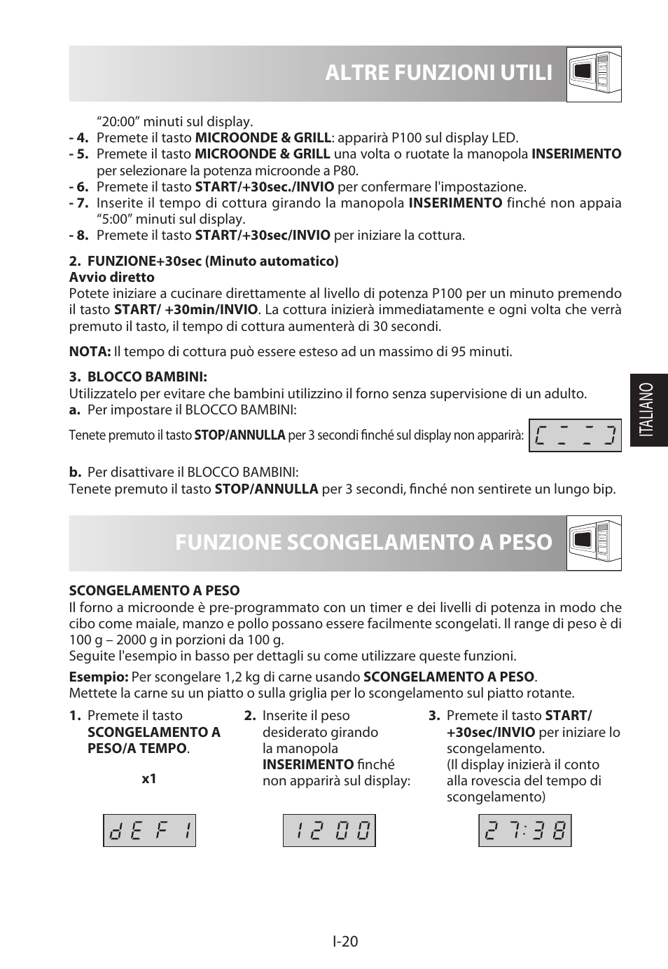 Funzione scongelamento a peso, Altre funzioni utili, It aliano | Sharp R-622STWE Four à micro-ondes gril User Manual | Page 101 / 266