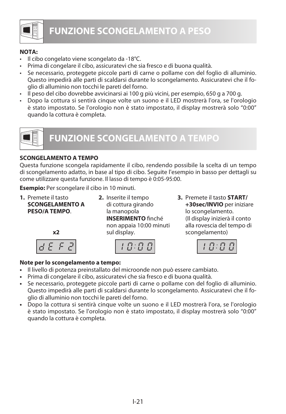 Funzione scongelamento a peso, Funzione scongelamento a tempo | Sharp R-622STWE Four à micro-ondes gril User Manual | Page 102 / 266