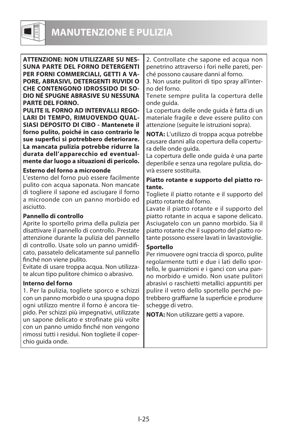 Manutenzione e pulizia | Sharp R-622STWE Four à micro-ondes gril User Manual | Page 106 / 266