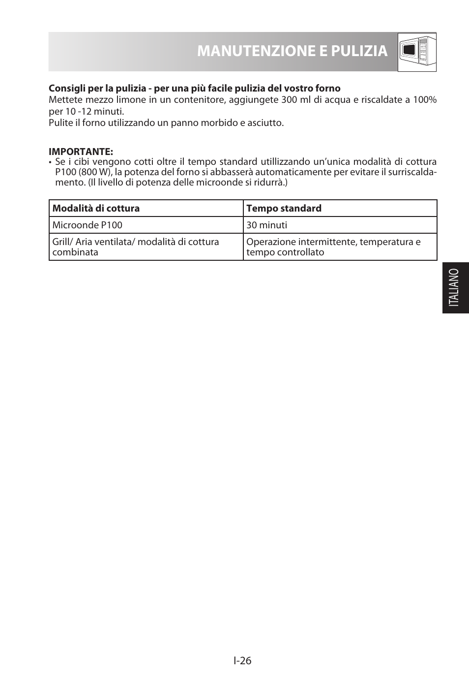 Manutenzione e pulizia, It aliano | Sharp R-622STWE Four à micro-ondes gril User Manual | Page 107 / 266