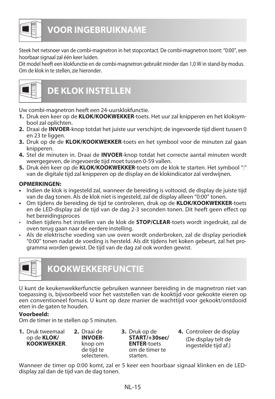 Voor ingebruikname de klok instellen, Kookwekkerfunctie | Sharp R-622STWE Four à micro-ondes gril User Manual | Page 122 / 266