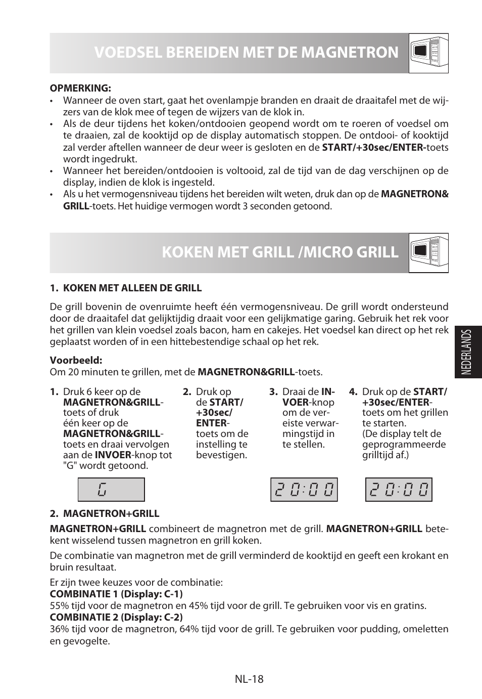 Voedsel bereiden met de magnetron, Koken met grill /micro grill, Nederlands | Sharp R-622STWE Four à micro-ondes gril User Manual | Page 125 / 266
