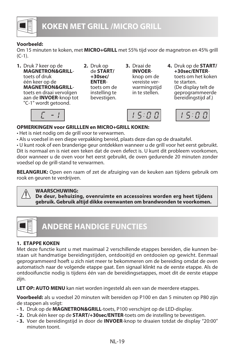 Koken met grill /micro grill, Andere handige functies | Sharp R-622STWE Four à micro-ondes gril User Manual | Page 126 / 266