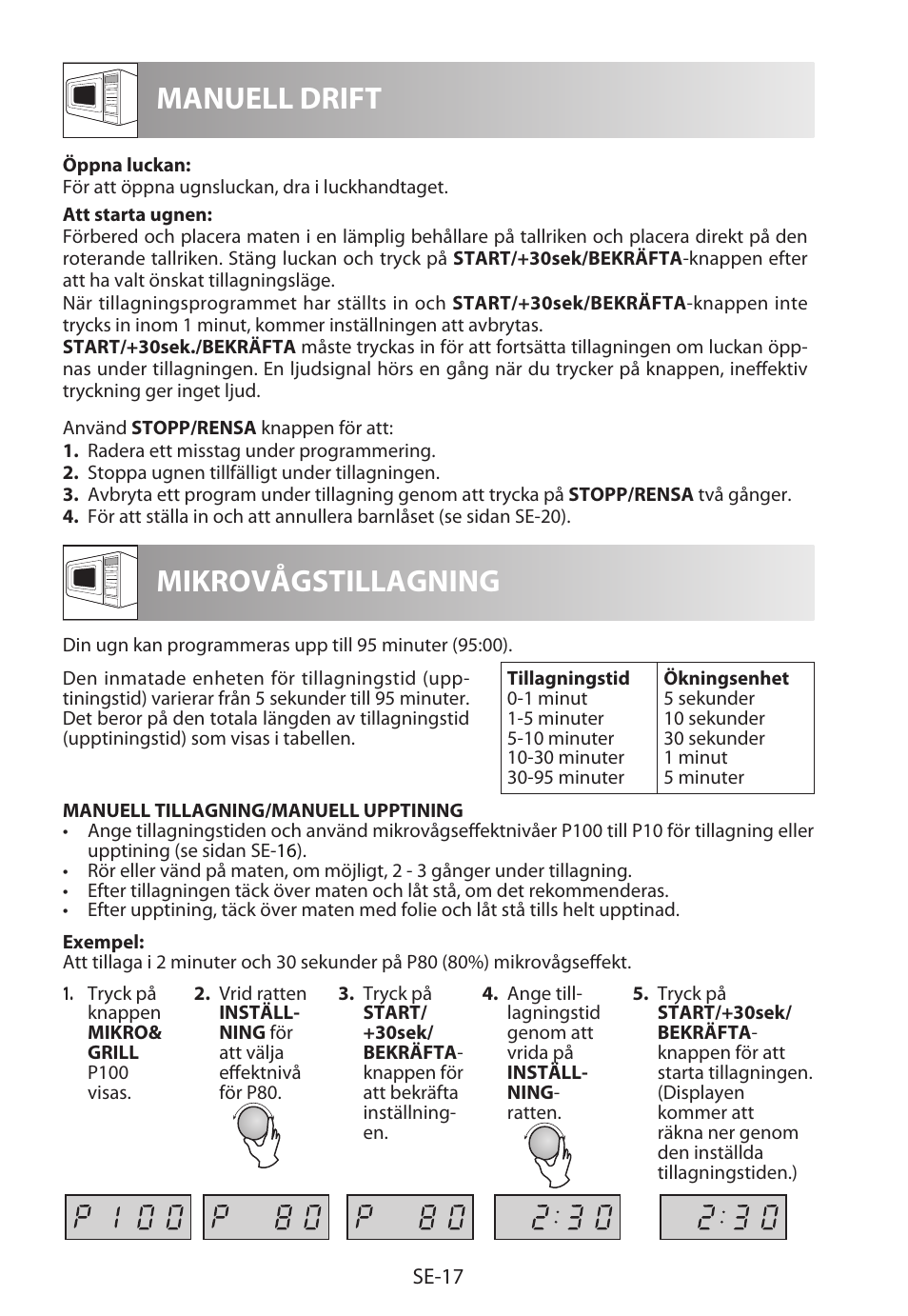 Manuell drift mikrovågstillagning | Sharp R-622STWE Four à micro-ondes gril User Manual | Page 150 / 266