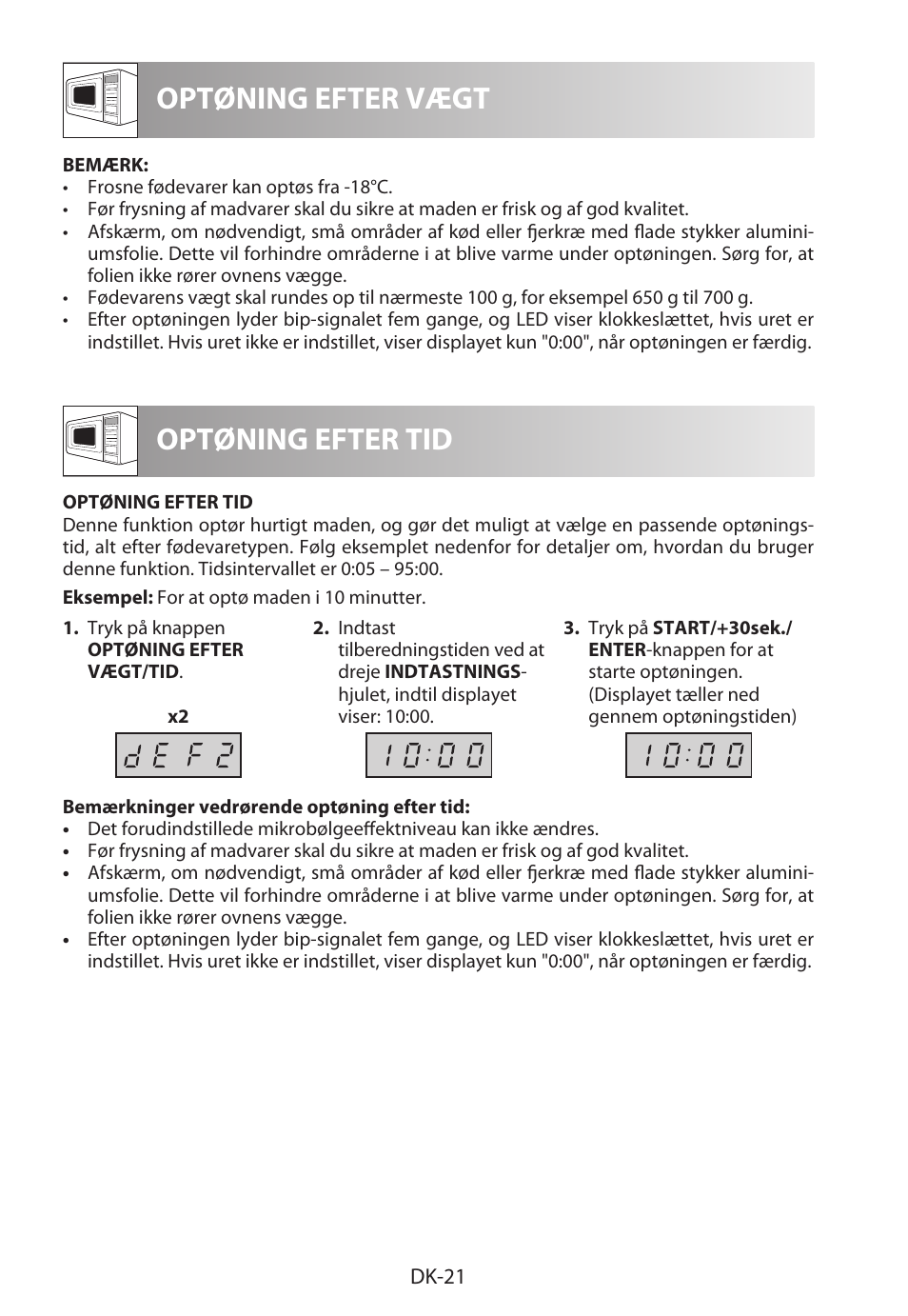 Optøning efter vægt, Optøning efter tid | Sharp R-622STWE Four à micro-ondes gril User Manual | Page 180 / 266