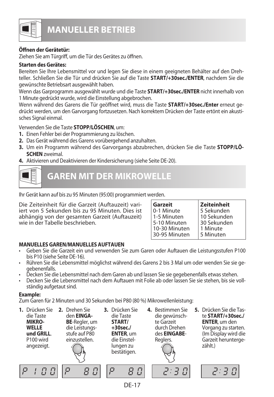 Manueller betrieb garen mit der mikrowelle | Sharp R-622STWE Four à micro-ondes gril User Manual | Page 20 / 266