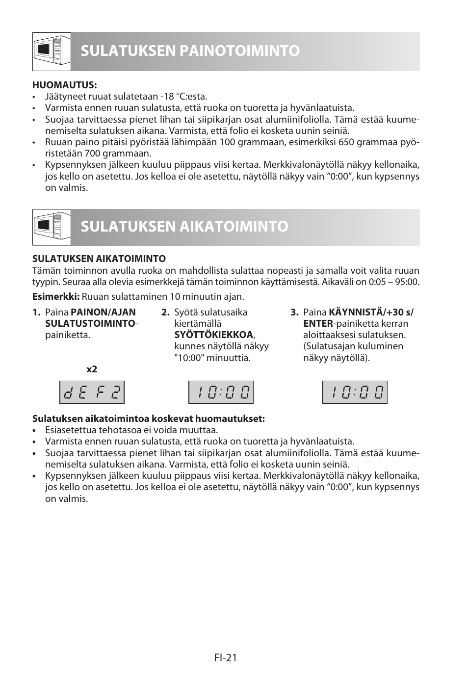 Sulatuksen painotoiminto, Sulatuksen aikatoiminto | Sharp R-622STWE Four à micro-ondes gril User Manual | Page 232 / 266