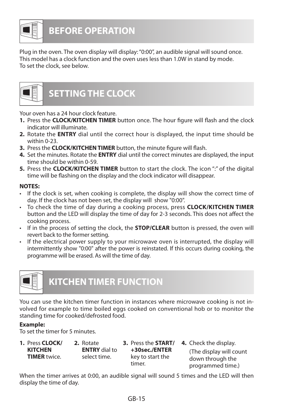 Before operation setting the clock, Kitchen timer function | Sharp R-622STWE Four à micro-ondes gril User Manual | Page 252 / 266