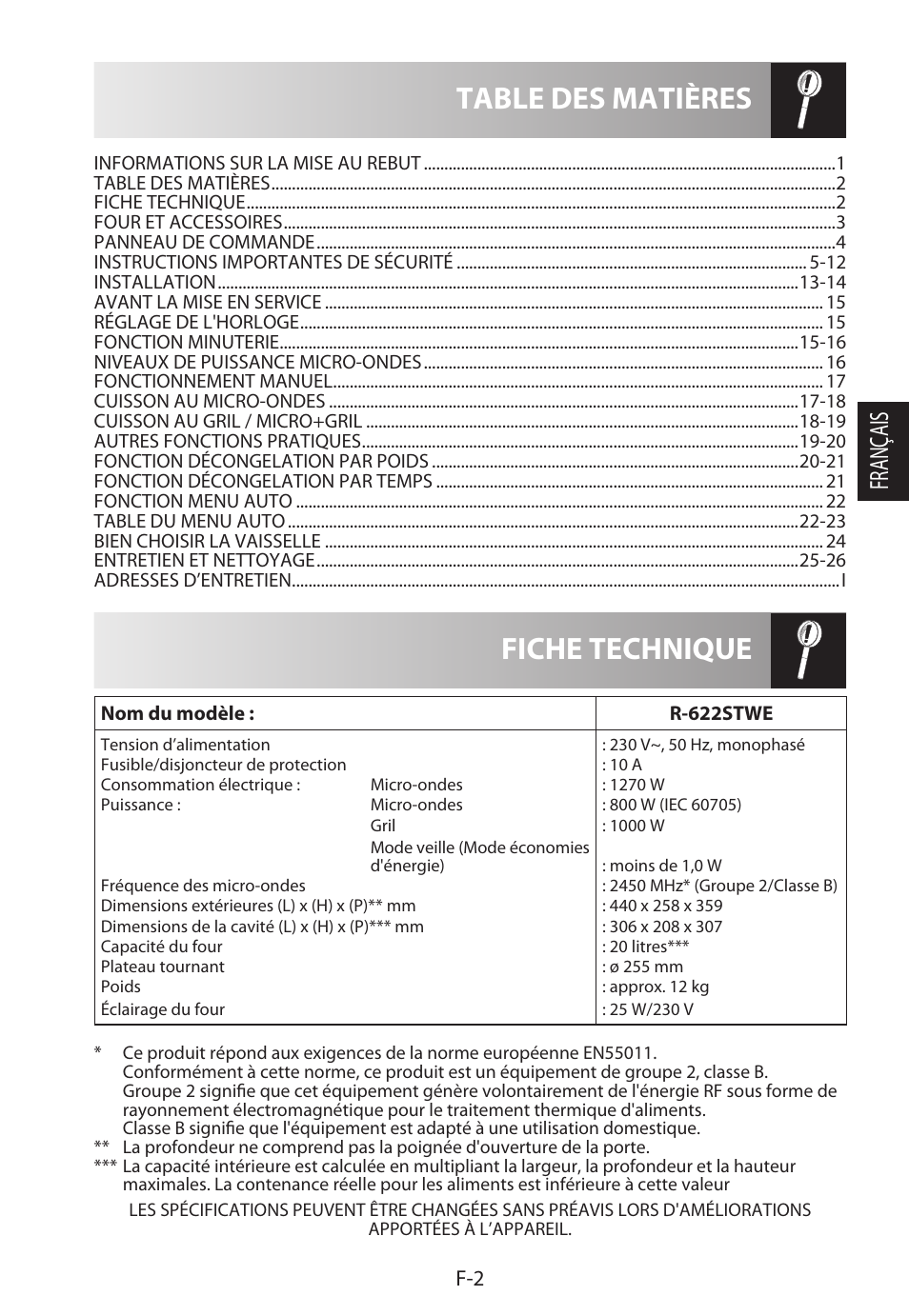 Sharp R-622STWE Four à micro-ondes gril User Manual | Page 57 / 266