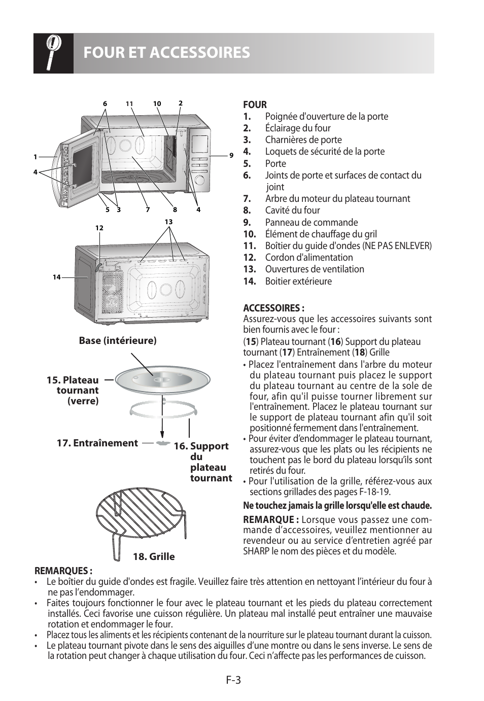 Four et accessoires | Sharp R-622STWE Four à micro-ondes gril User Manual | Page 58 / 266