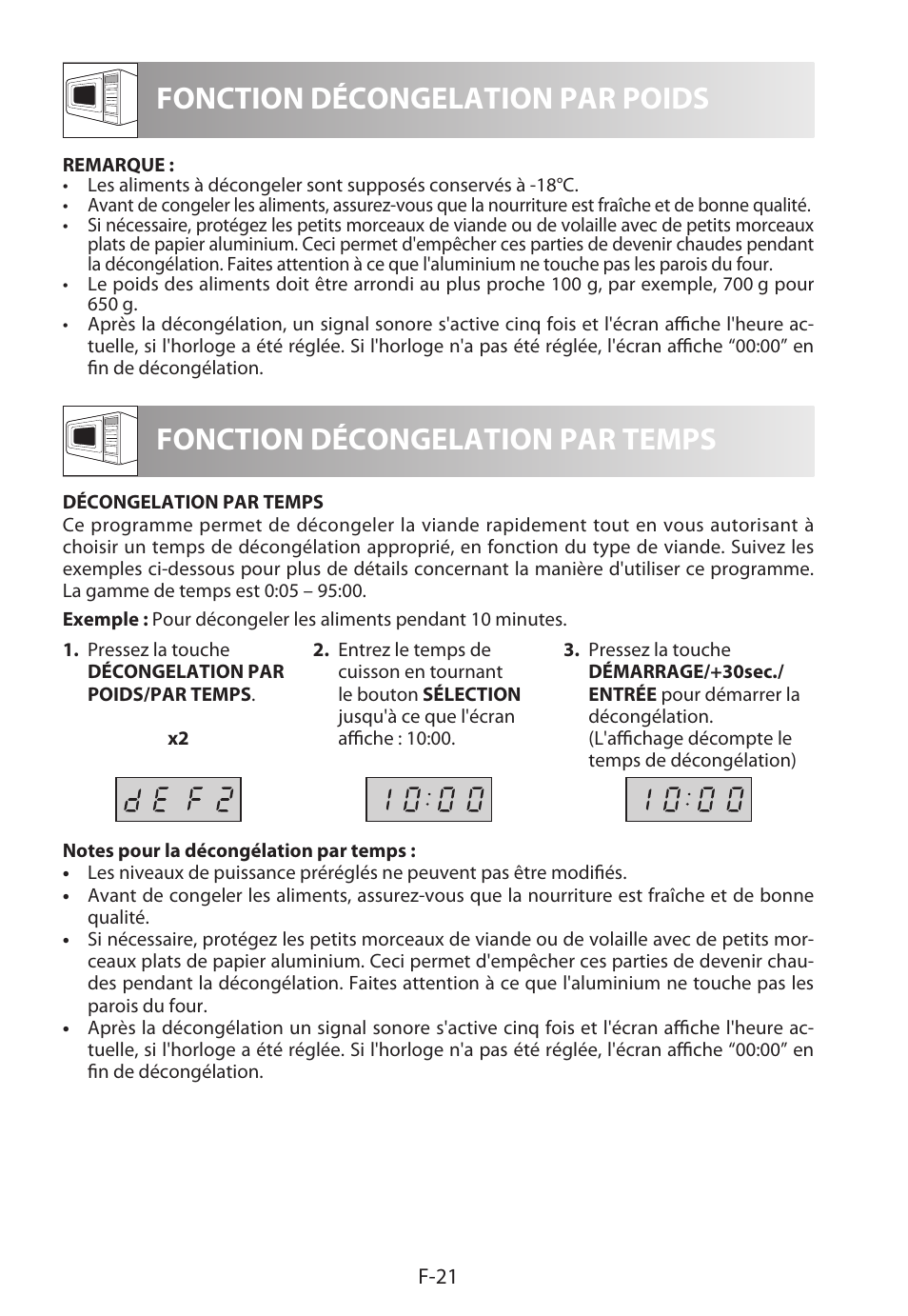 Fonction décongelation par poids, Fonction décongelation par temps | Sharp R-622STWE Four à micro-ondes gril User Manual | Page 76 / 266