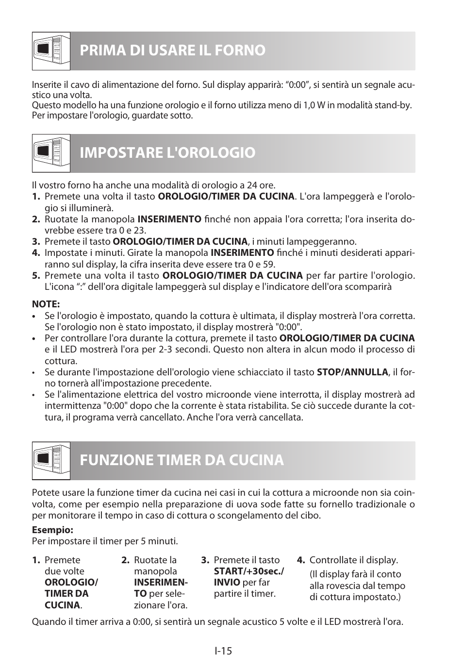 Prima di usare il forno impostare l'orologio, Funzione timer da cucina | Sharp R-622STWE Four à micro-ondes gril User Manual | Page 96 / 266