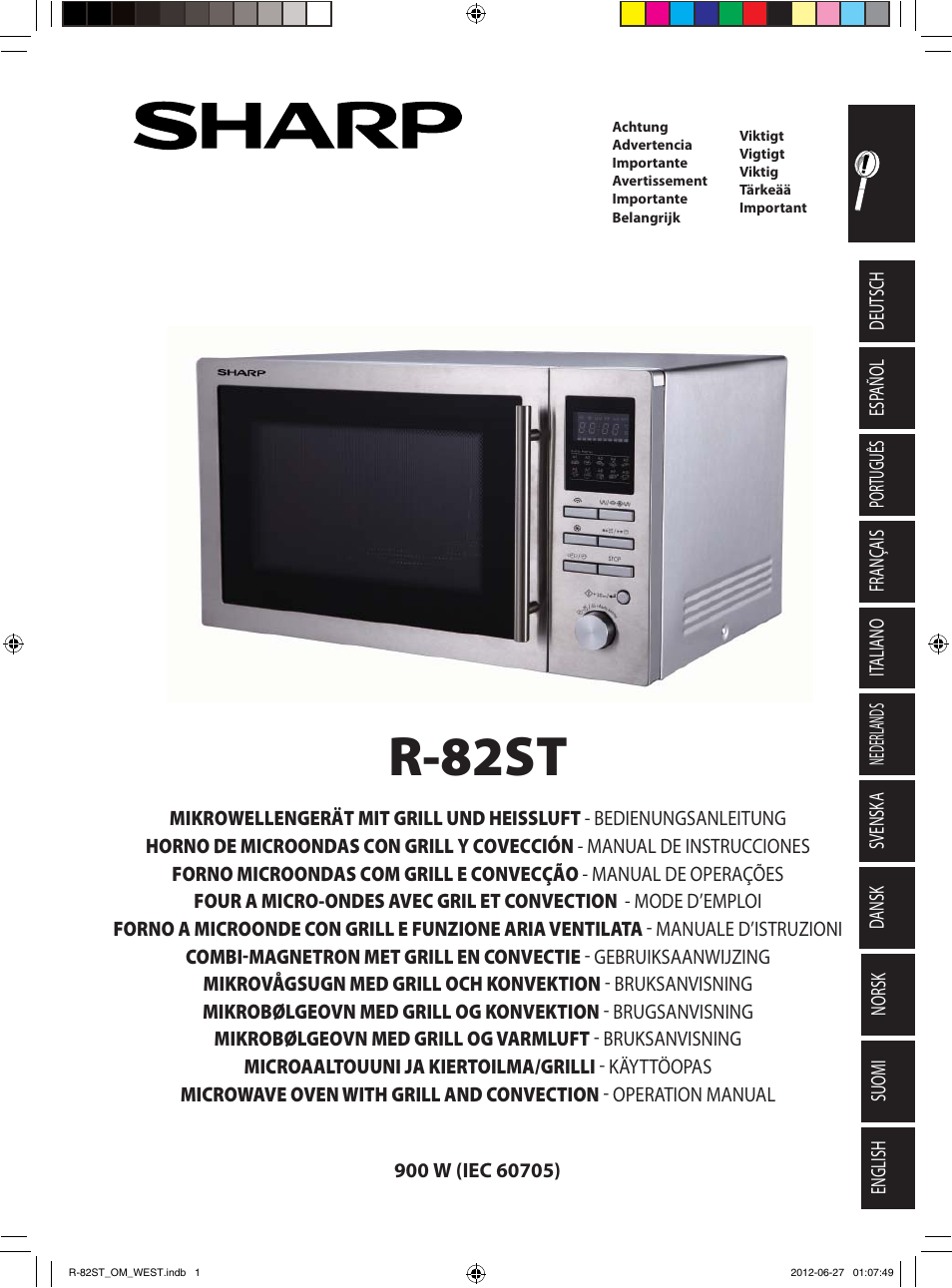 Sharp R-82STW Four à micro-ondes combiné User Manual | 180 pages