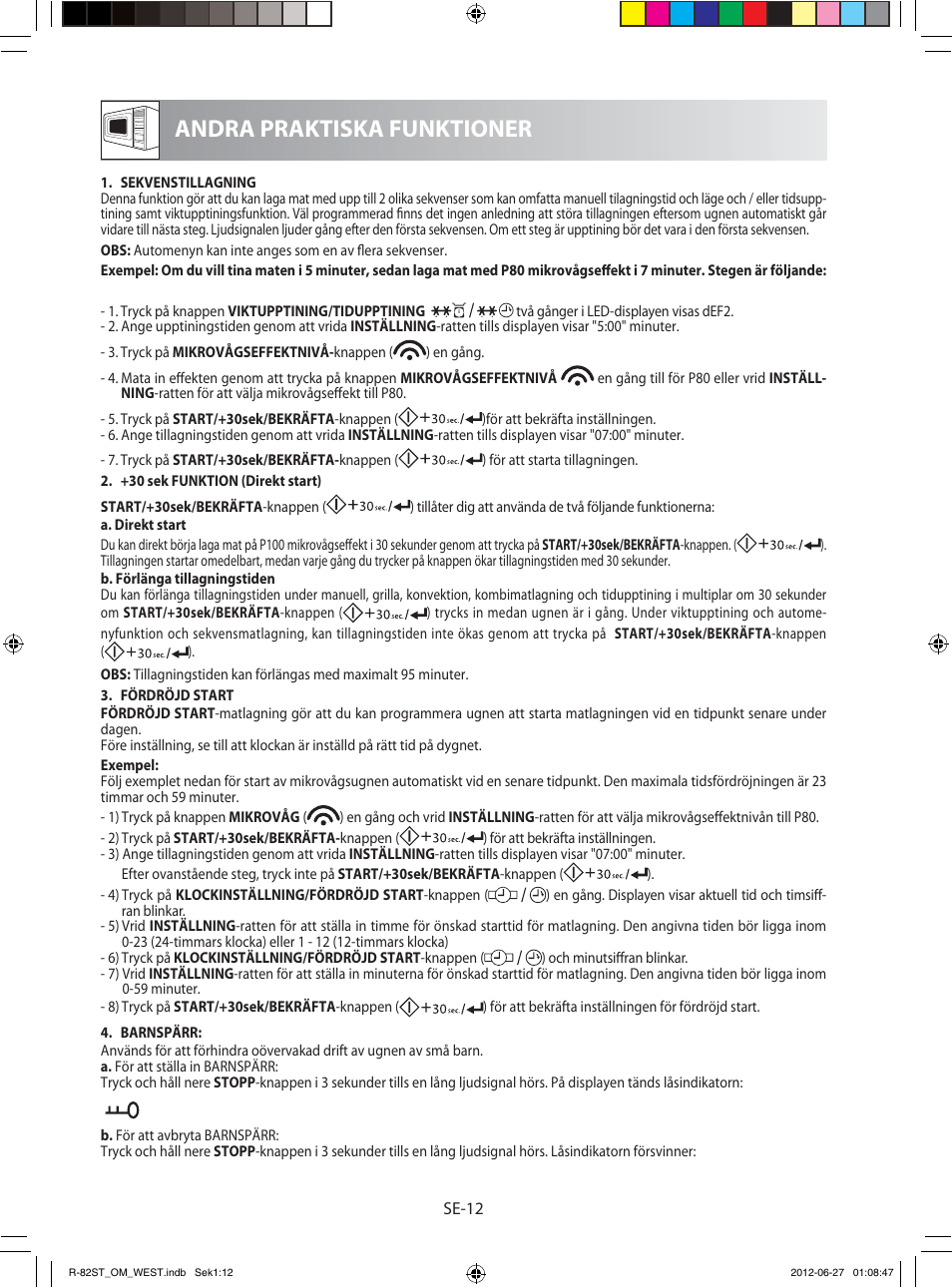 Andra praktiska funktioner | Sharp R-82STW Four à micro-ondes combiné User Manual | Page 110 / 180