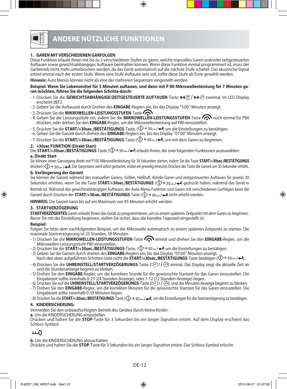 Andere nützliche funktionen | Sharp R-82STW Four à micro-ondes combiné User Manual | Page 14 / 180