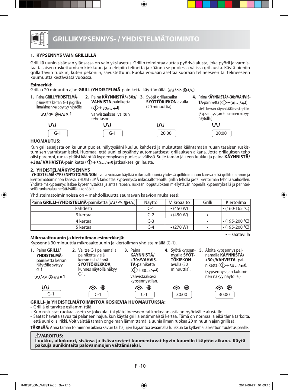 Grillikypsennys- / yhdistelmätoiminto | Sharp R-82STW Four à micro-ondes combiné User Manual | Page 156 / 180