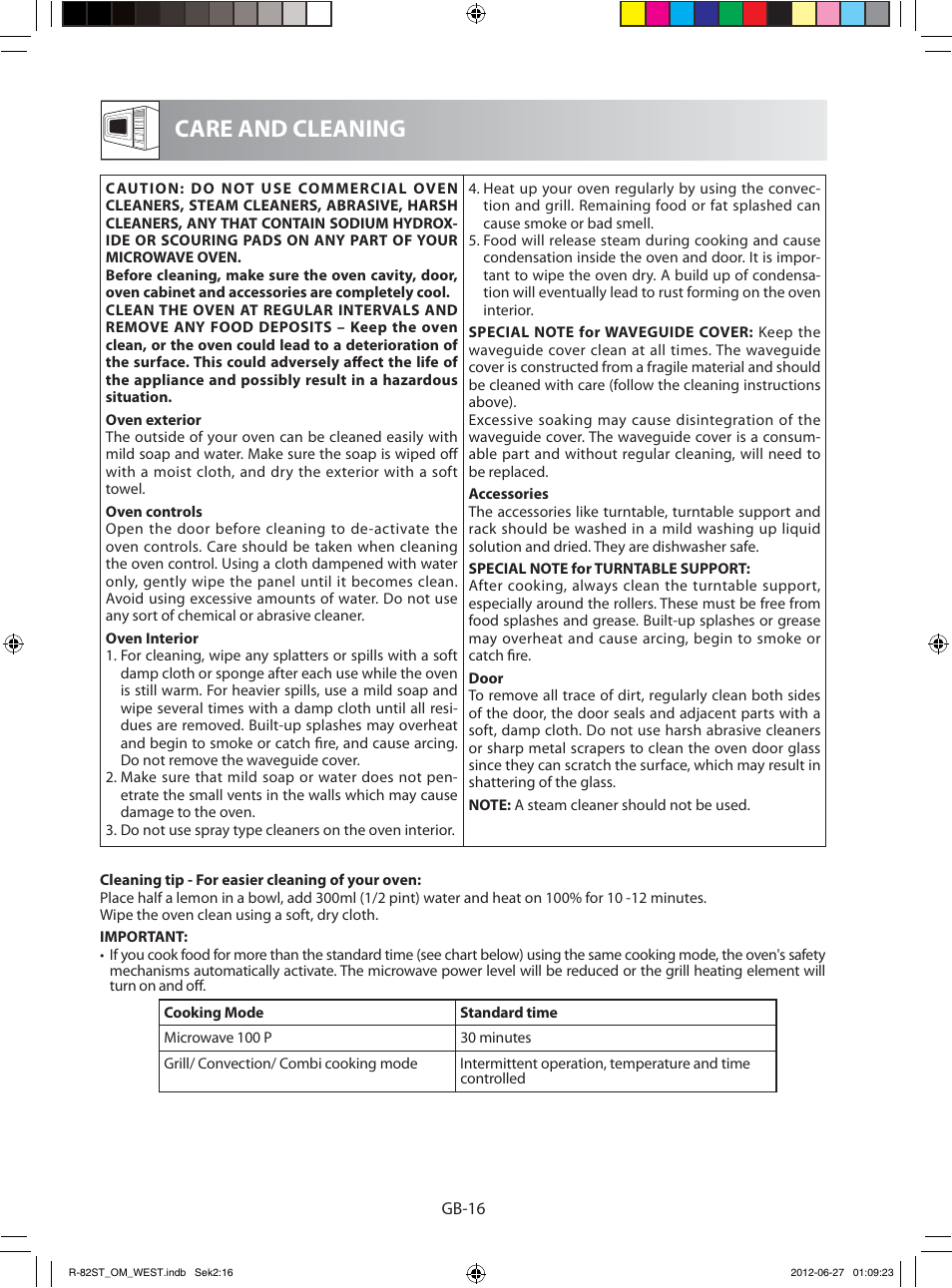 Care and cleaning | Sharp R-82STW Four à micro-ondes combiné User Manual | Page 178 / 180