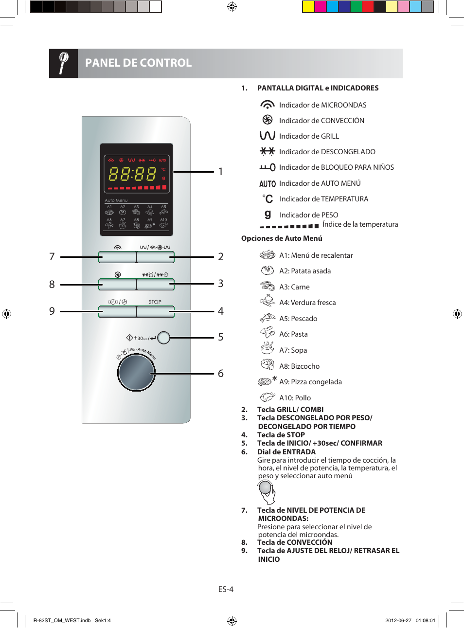 Panel de control | Sharp R-82STW Four à micro-ondes combiné User Manual | Page 22 / 180