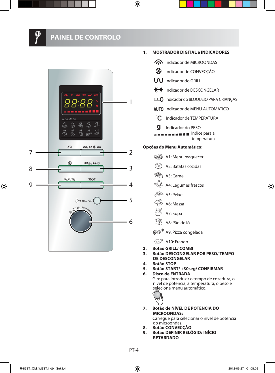 Painel de controlo | Sharp R-82STW Four à micro-ondes combiné User Manual | Page 38 / 180