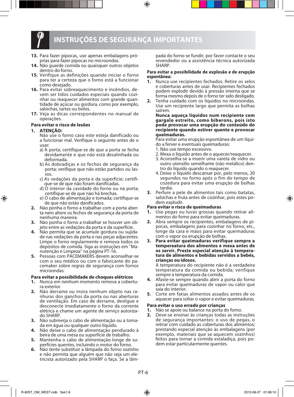 Instruções de segurança importantes | Sharp R-82STW Four à micro-ondes combiné User Manual | Page 40 / 180